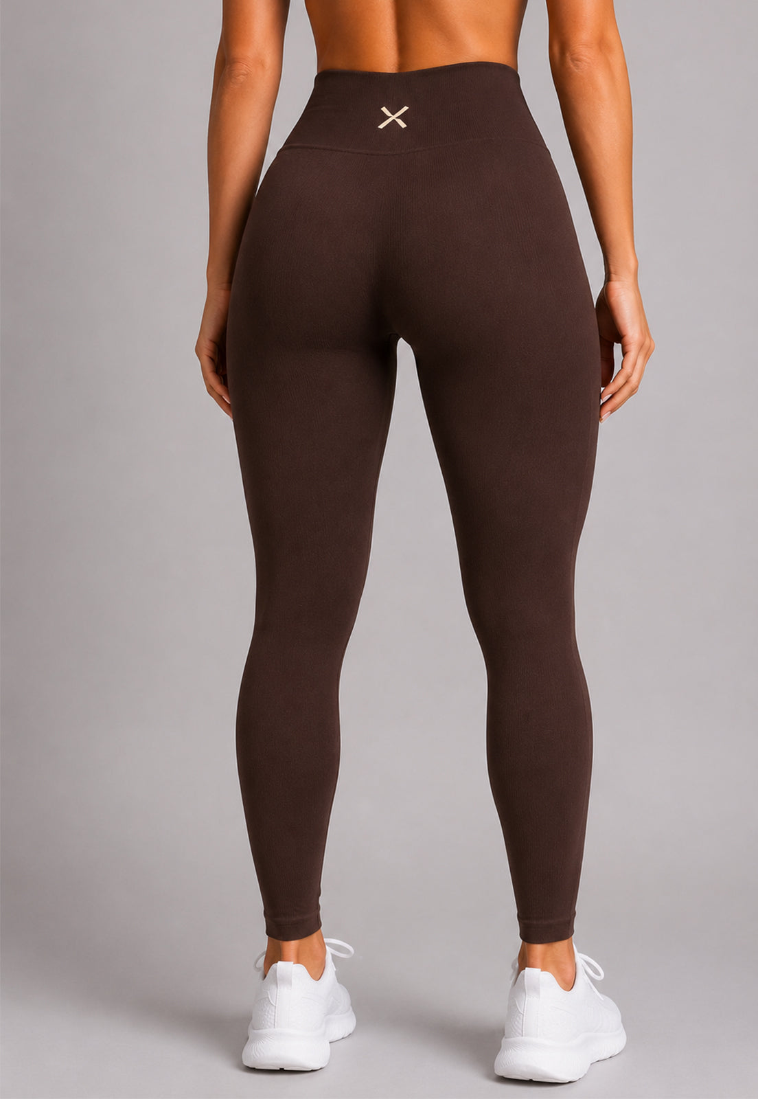 Legging Canelada Poliéster Marrom