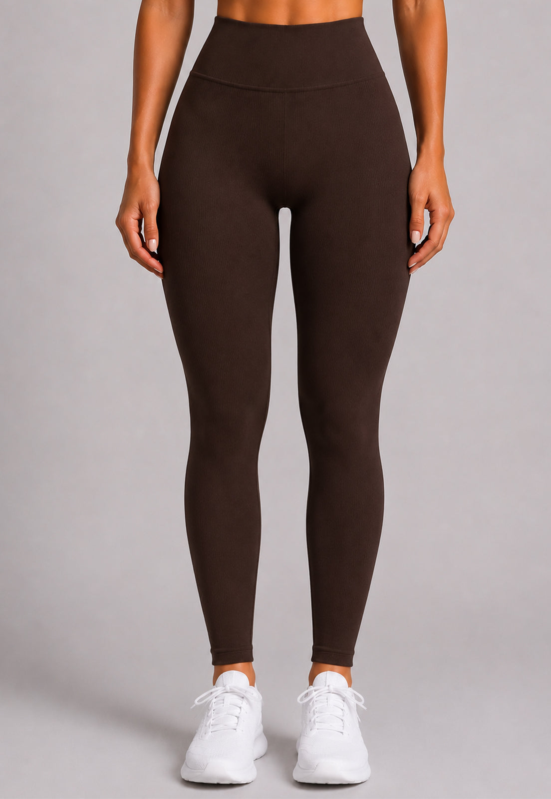 Legging Canelada Poliéster Marrom