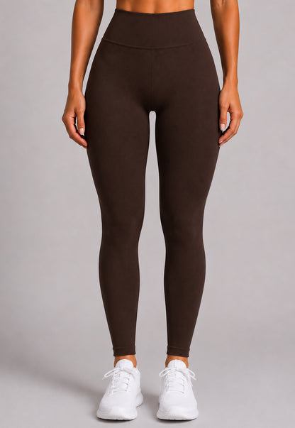 Legging Canelada Poliéster Marrom