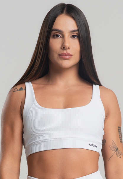 Top Cruzado Canelado Branco