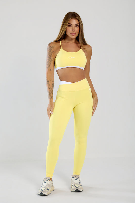 Conjunto Legging e Top Lótus Amarelo Manteiga