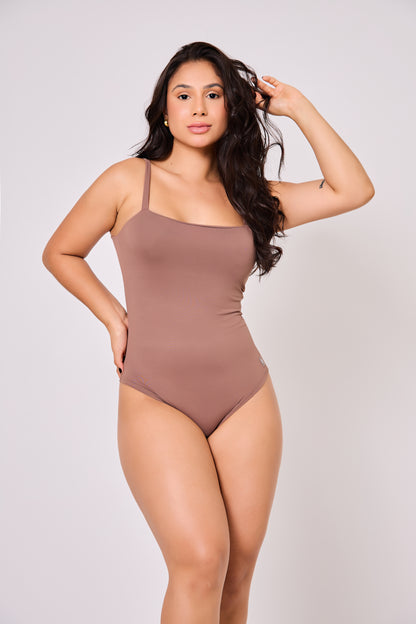 Body Collant Poliamida Castanho