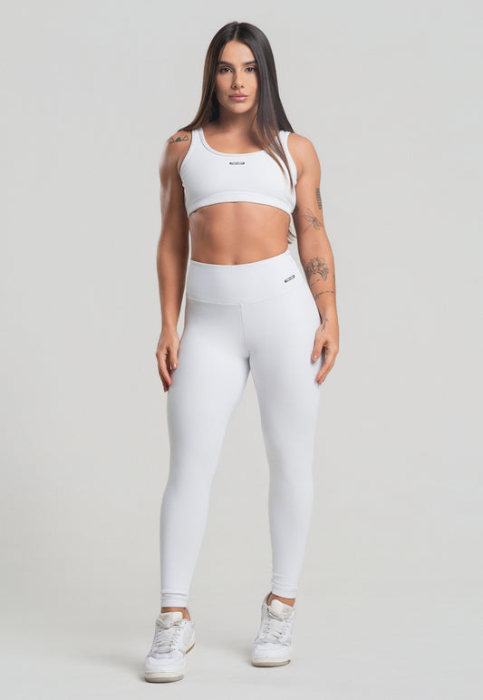 Conjunto Calça + Top Canelado Branco