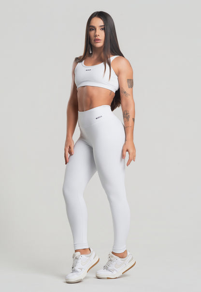 Conjunto Calça + Top Canelado Branco