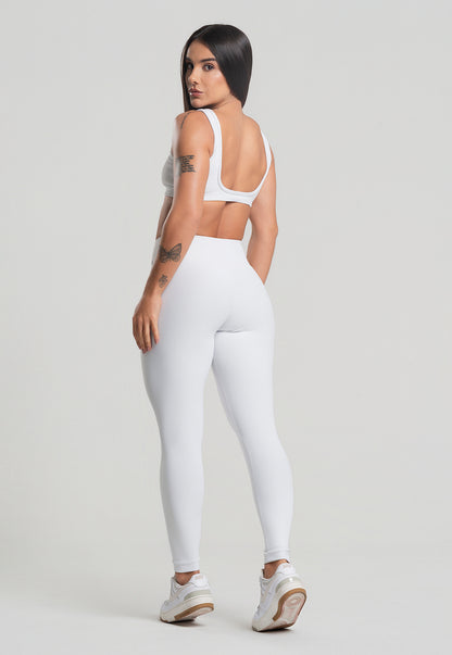 Conjunto Calça + Top Canelado Branco