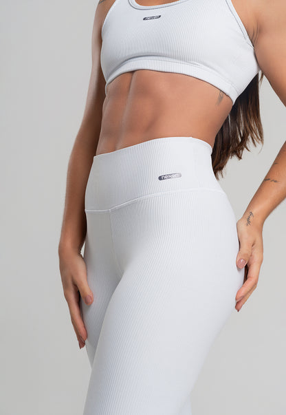 Conjunto Calça + Top Canelado Branco