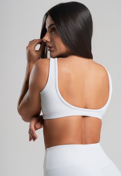 Conjunto Calça + Top Canelado Branco