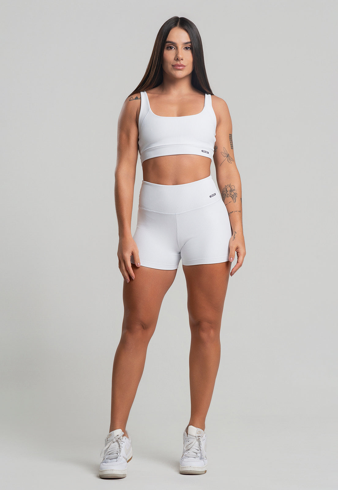 Conjunto Short + Top Canelado Branco