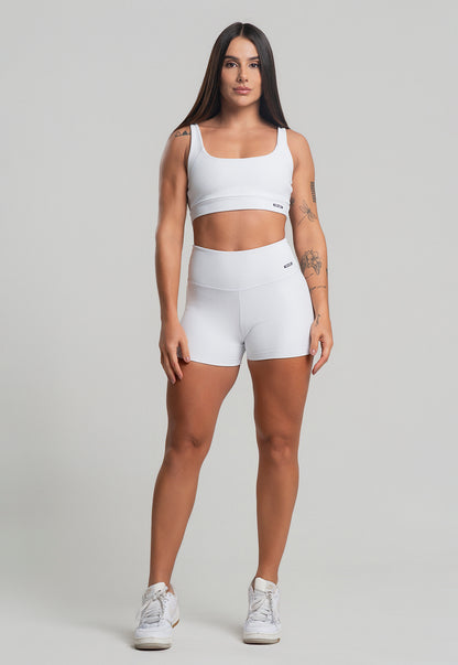 Conjunto Short + Top Canelado Branco