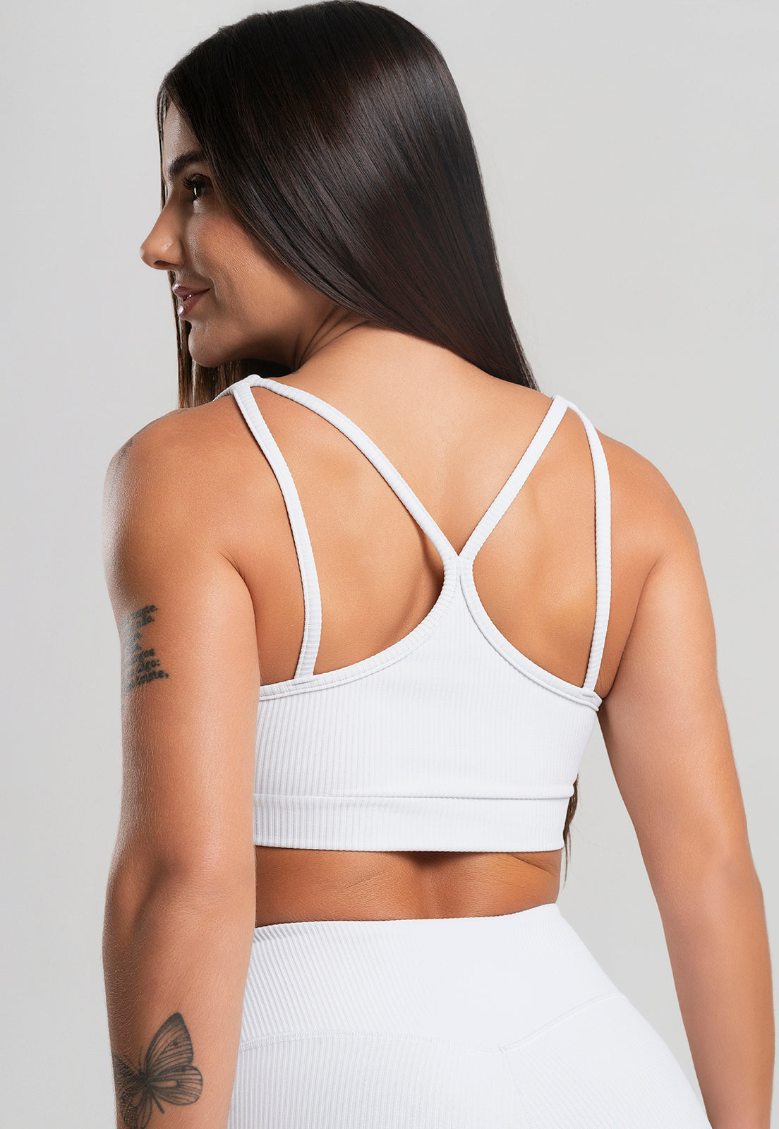 Conjunto Short + Top Canelado Branco