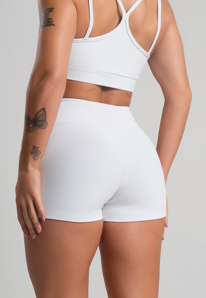 Conjunto Short + Top Canelado Branco