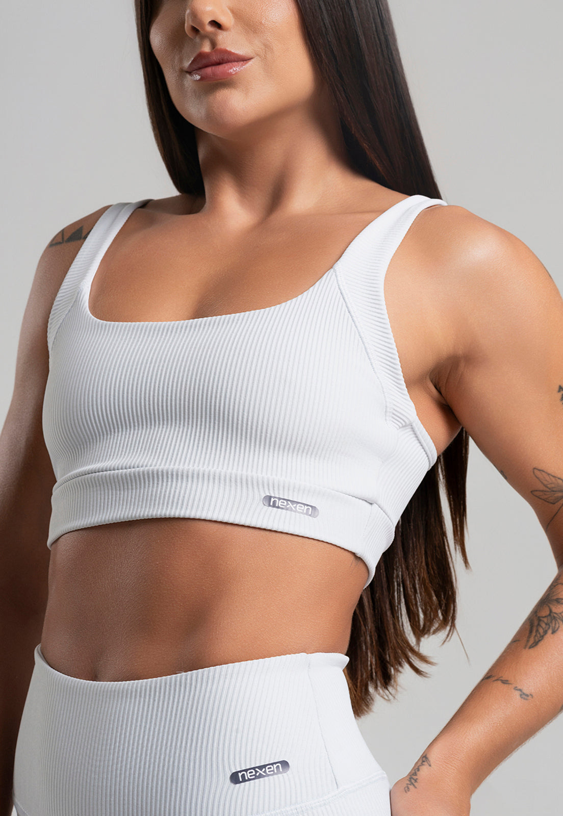 Conjunto Short + Top Canelado Branco