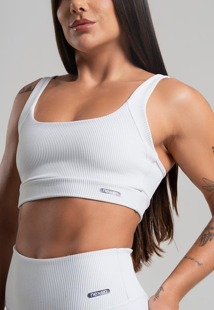 Conjunto Short + Top Canelado Branco