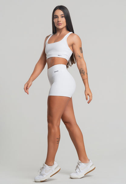 Conjunto Short + Top Canelado Branco