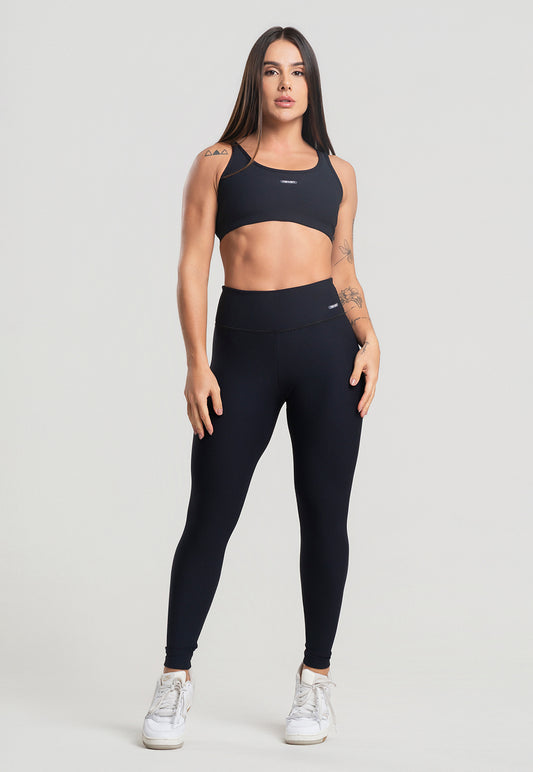 Conjunto Calça + Top Canelado Preto