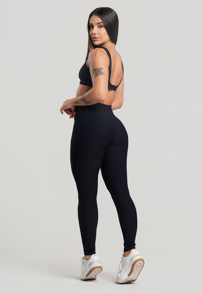 Conjunto Calça + Top Canelado Preto