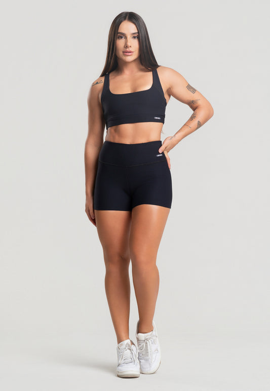 Conjunto Short + Top Canelado Preto