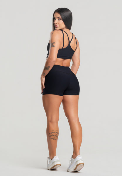 Conjunto Short + Top Canelado Preto