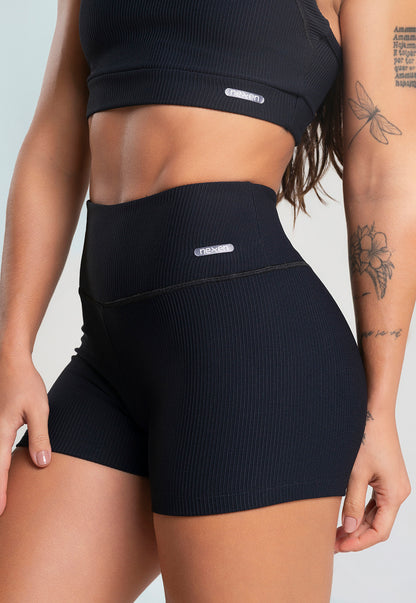 Conjunto Short + Top Canelado Preto