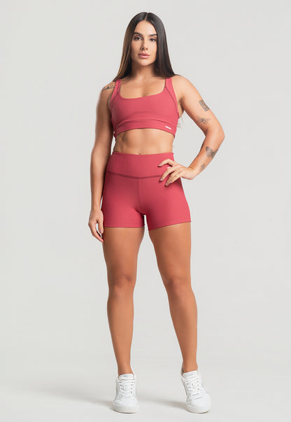 Conjunto Short + Top Canelado Cereja