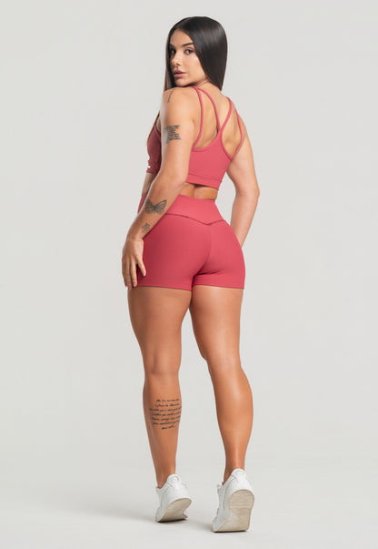 Conjunto Short + Top Canelado Cereja