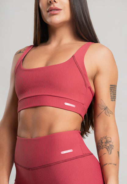 Conjunto Short + Top Canelado Cereja