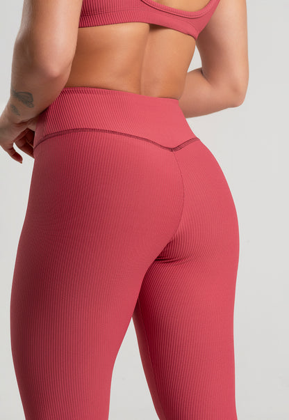 Conjunto Calça + Top Canelado Cereja