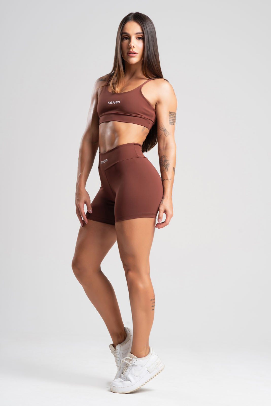 Conjunto Tank Marrom Poliamida Short+Top