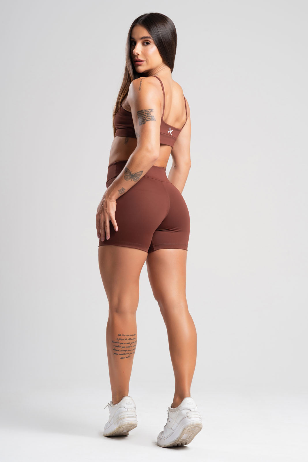 Conjunto Tank Marrom Poliamida Short+Top