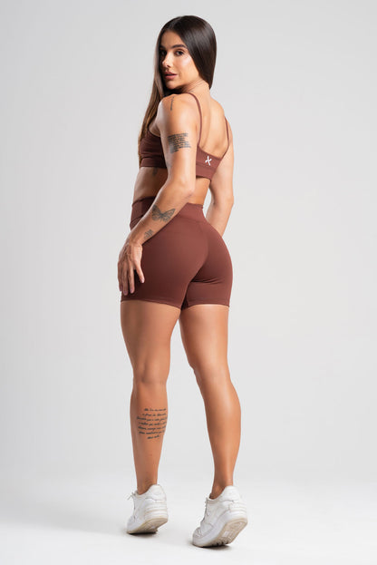 Conjunto Tank Marrom Poliamida Short+Top