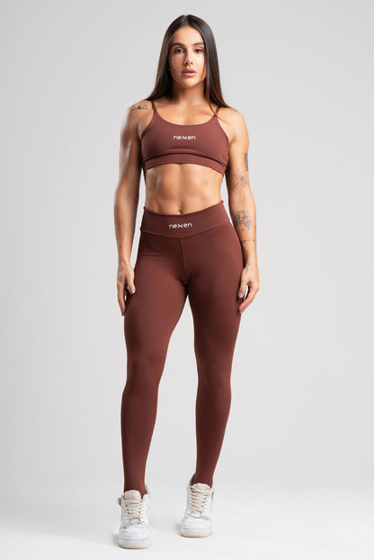 Conjunto Tank Marrom Poliamida Legging+Top