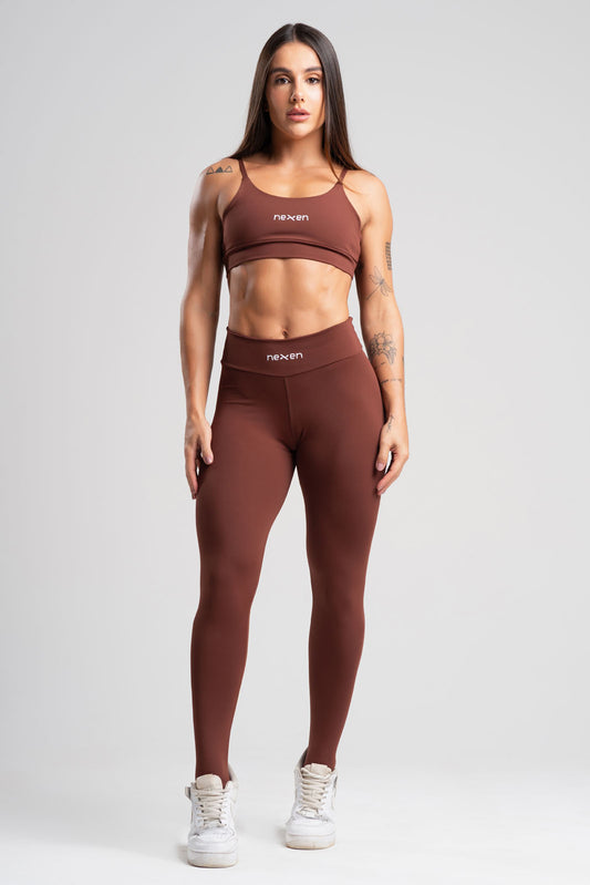 Conjunto Tank Marrom Poliamida Legging+Top