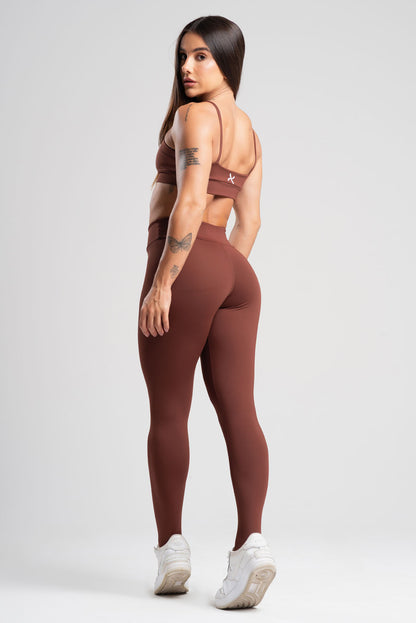 Conjunto Tank Marrom Poliamida Legging+Top