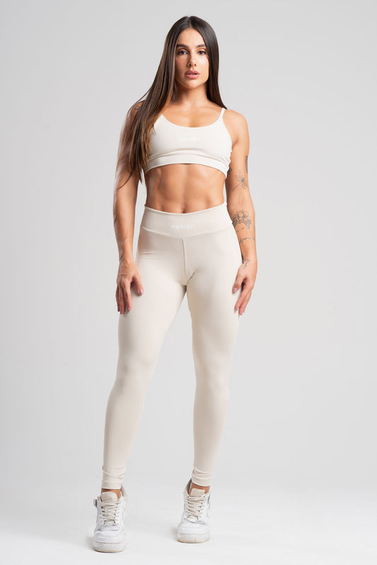 Conjunto Tank Areia Poliamida Legging+Top