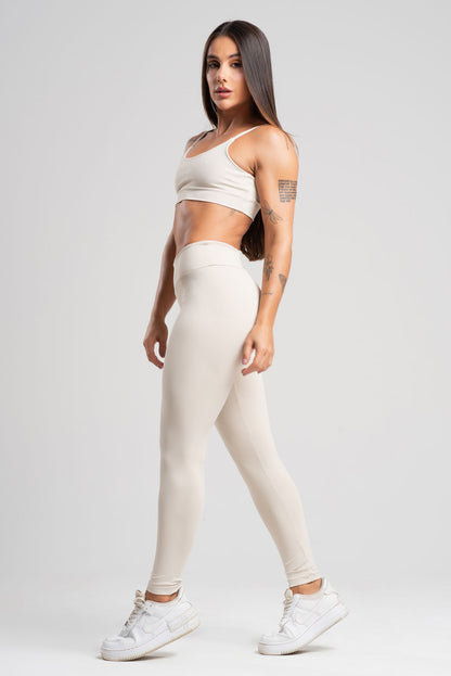 Conjunto Tank Areia Poliamida Legging+Top