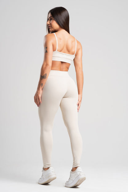 Conjunto Tank Areia Poliamida Legging+Top