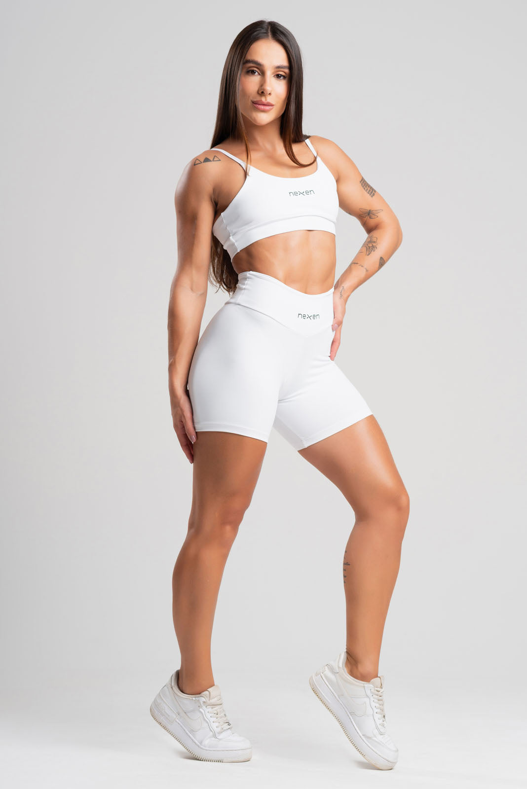 Conjunto Tank Branco Poliamida Short+Top