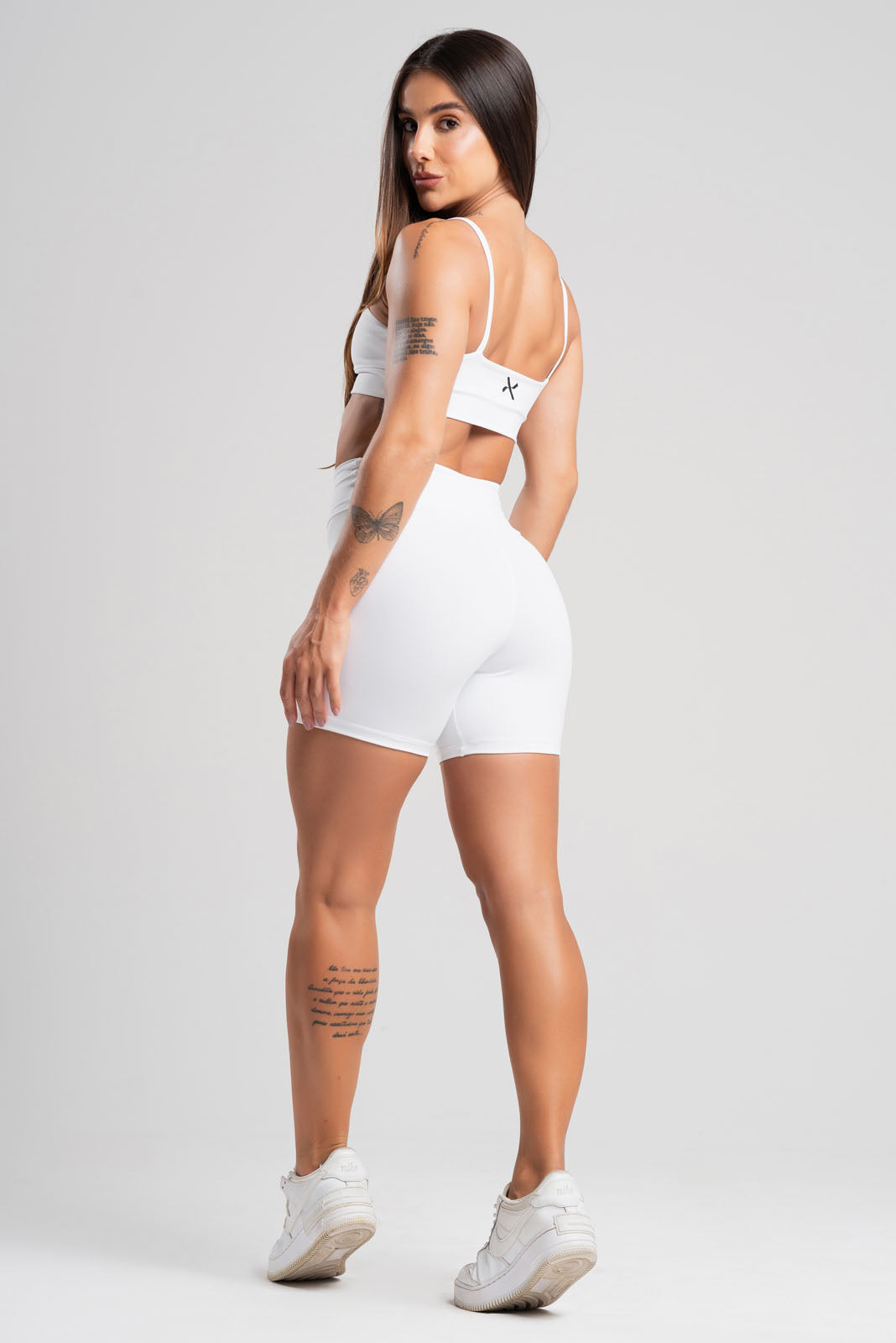 Conjunto Tank Branco Poliamida Short+Top