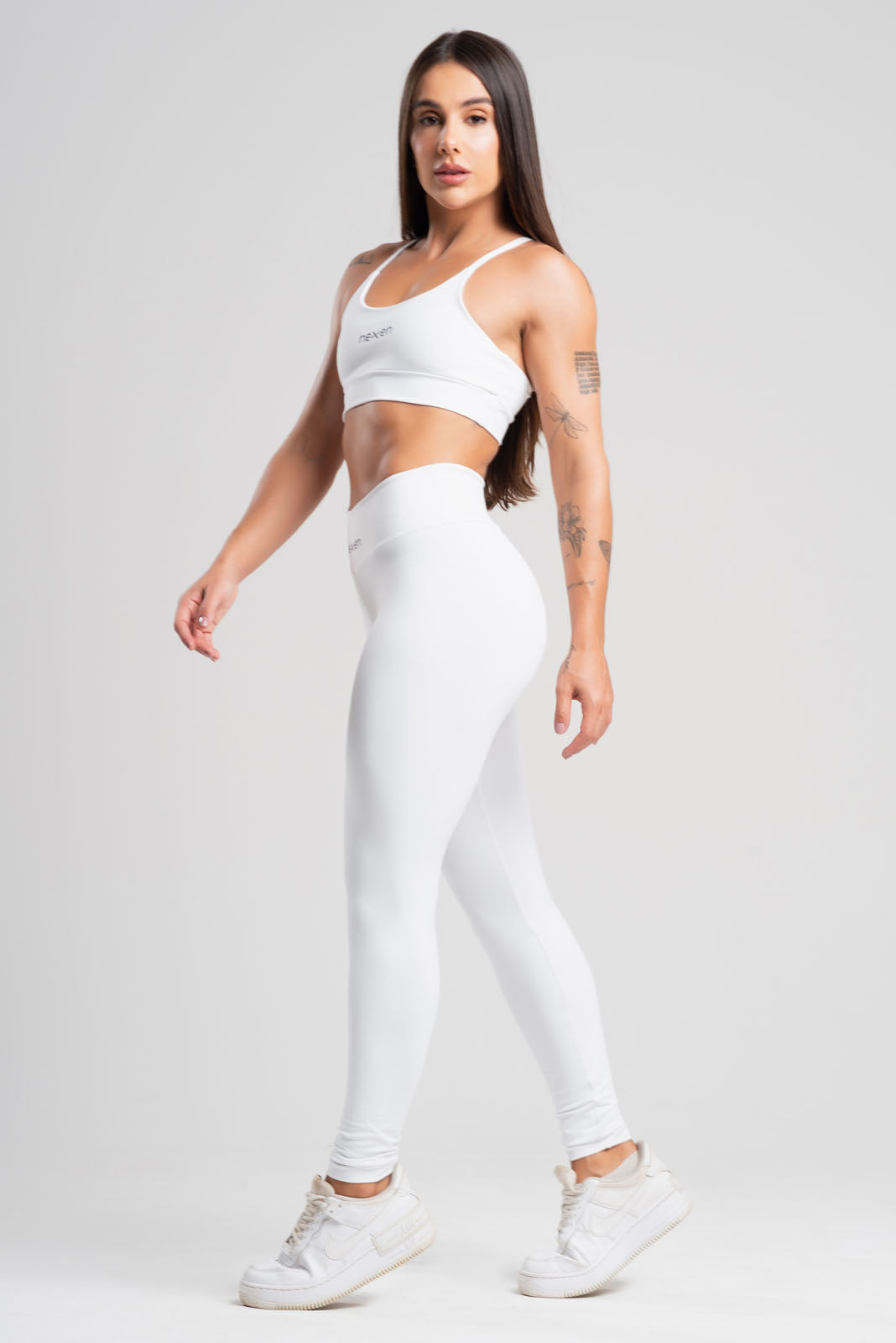 Conjunto Tank Branco Poliamida Legging+Top
