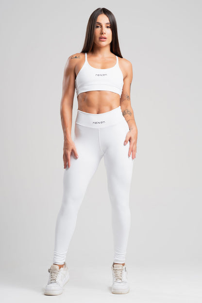 Conjunto Tank Branco Poliamida Legging+Top