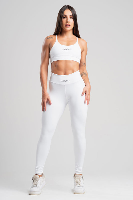 Conjunto Tank Branco Poliamida Legging+Top