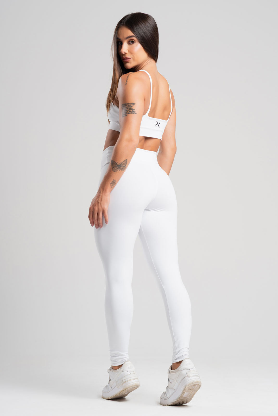 Conjunto Tank Branco Poliamida Legging+Top