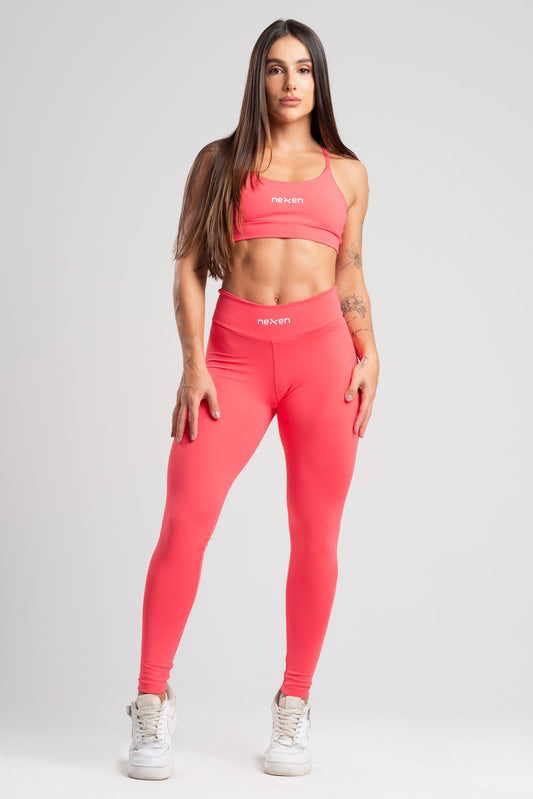 Conjunto Tank Rosa Poliamida Legging+Top