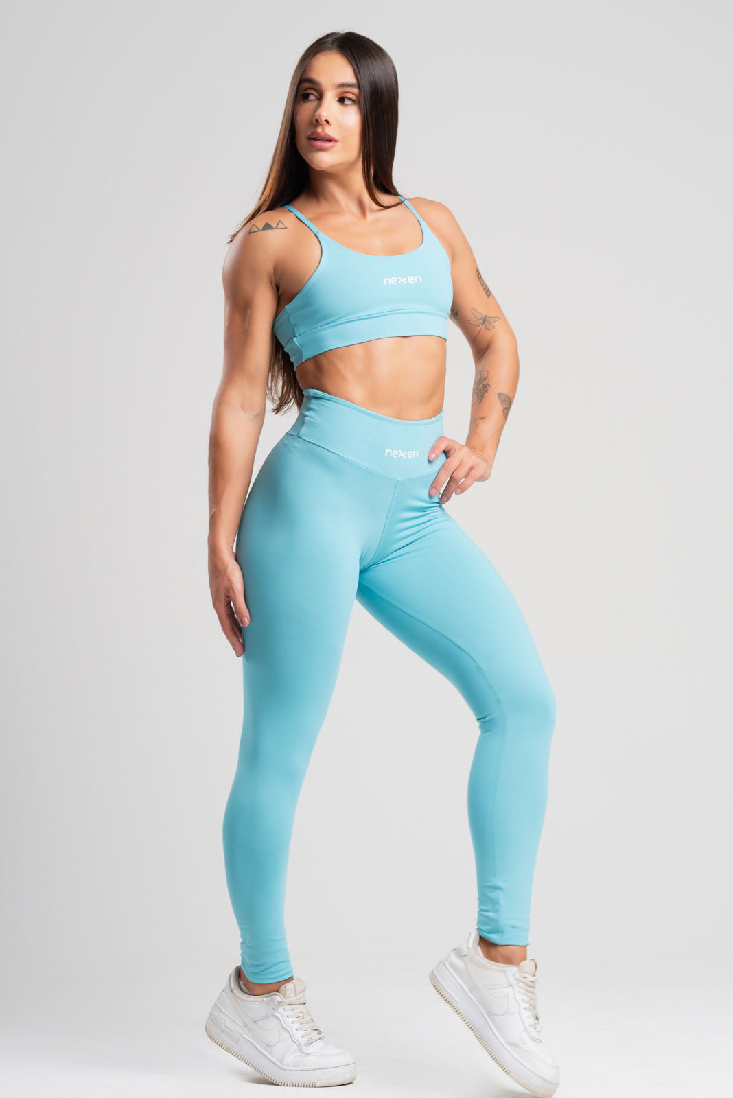 Conjunto Tank Azul Poliamida Legging+Top