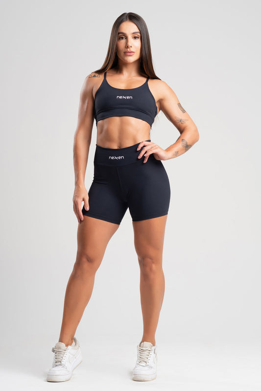Conjunto Tank Preto Poliamida Short+Top
