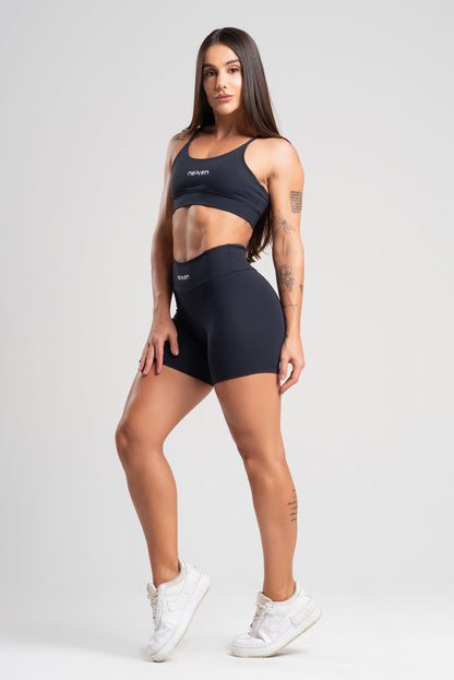 Conjunto Tank Preto Poliamida Short+Top