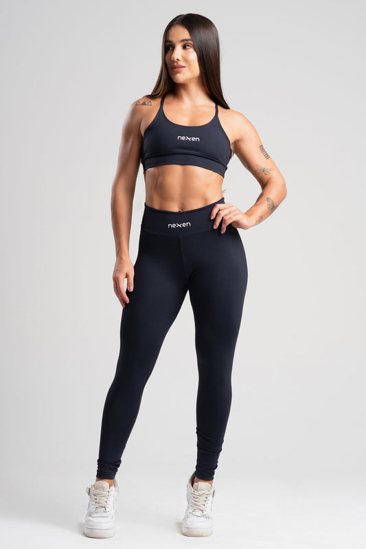 Conjunto Tank Preto Poliamida Legging+Top