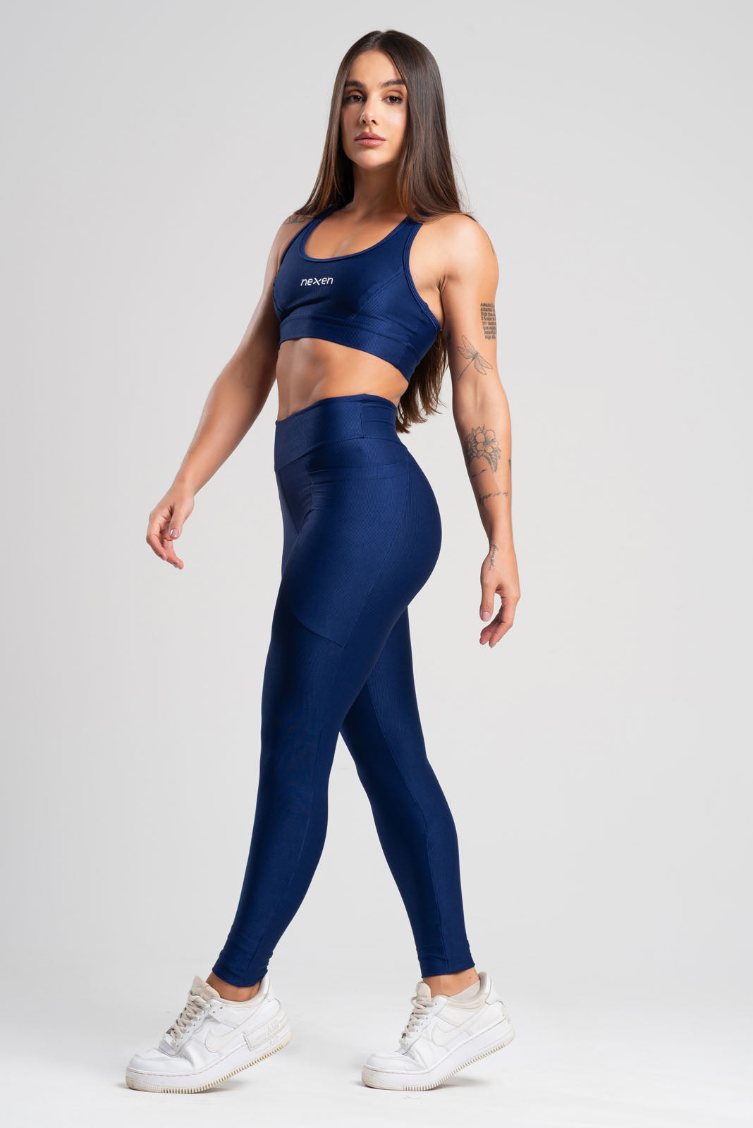 Conjunto Glow Pocket Azul Marinho Poliamida Legging+Top
