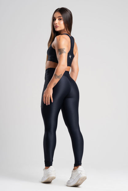 Conjunto Glow Pocket Preto Poliamida Legging+Top