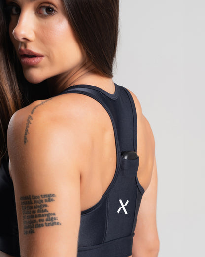 Top Glow Pocket Preto Poliamida
